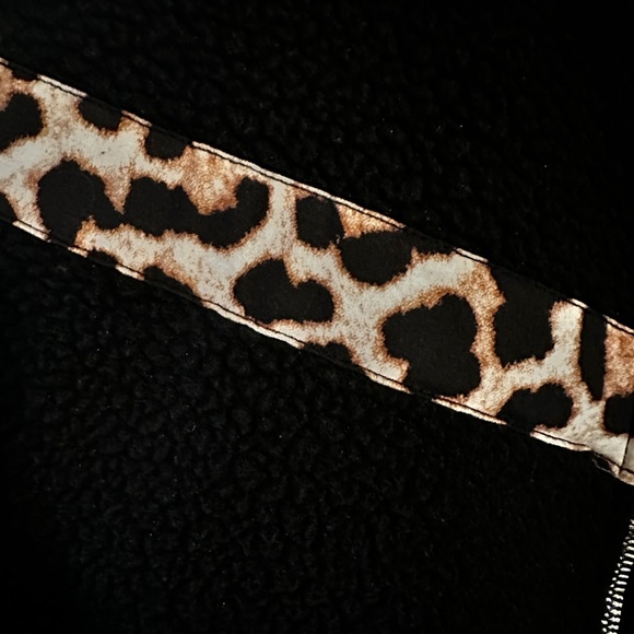 ZYIA Black Fleece Jacket with Leopard Print Accent - Picture 3 of 6